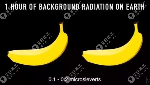 1根香蕉=0.1微西弗，致命强度的辐射在两千万只香蕉