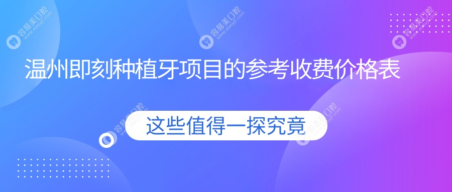 温州即刻种植牙价格一览表，吴鹏飞口腔与永嘉肖尔口腔专